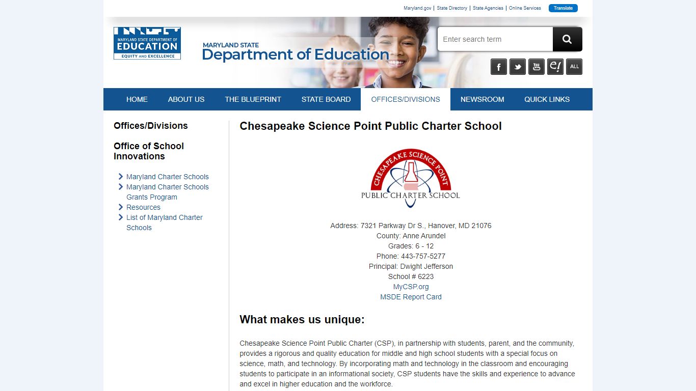 Chesapeake Science Point - Maryland public school s